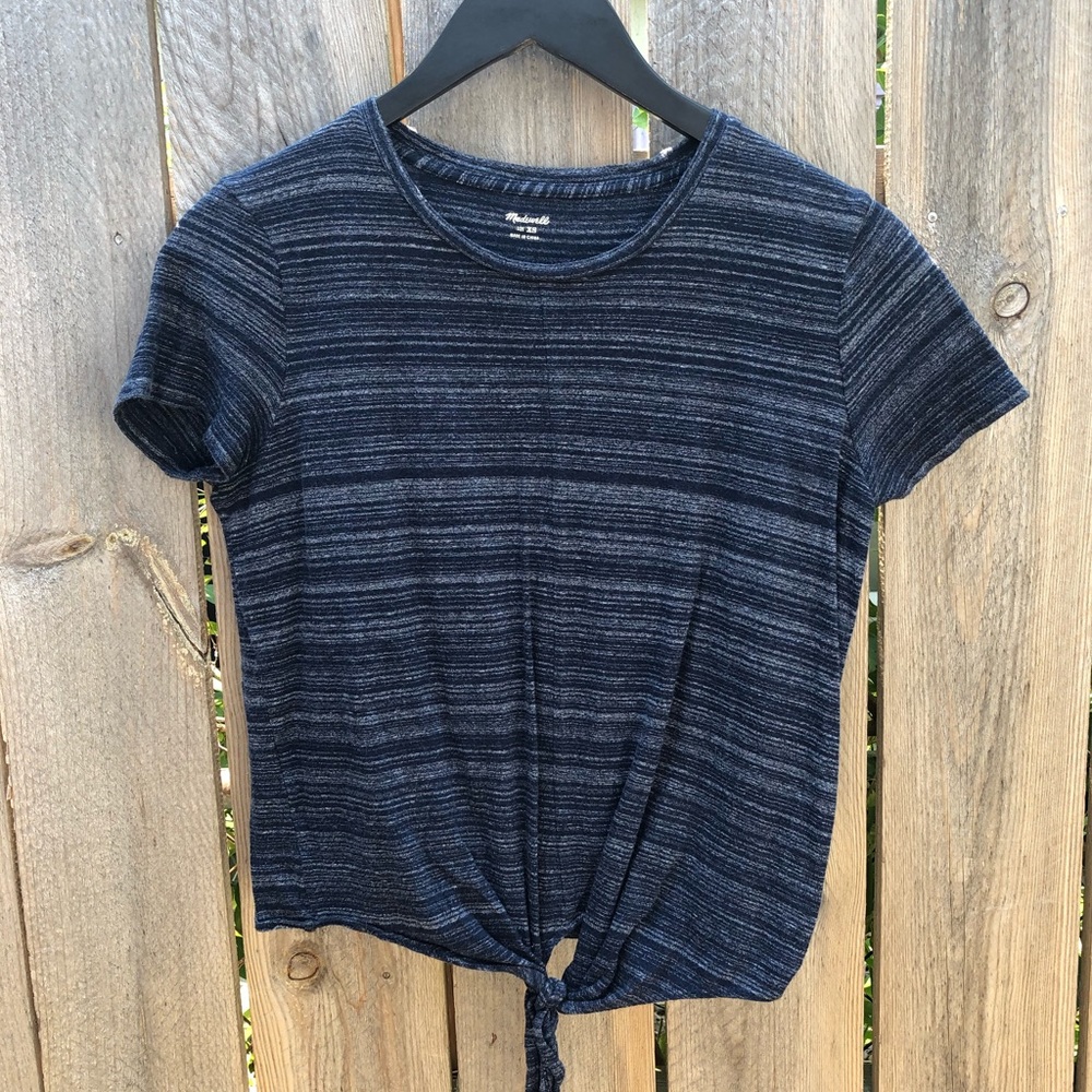 *Madewell | Navy Striped Tie-Front Tee Size XS